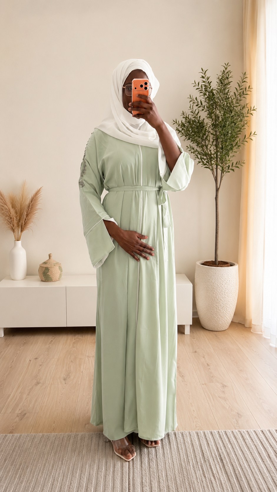 Abaya Khadidia rose nude – Broderies Prestige