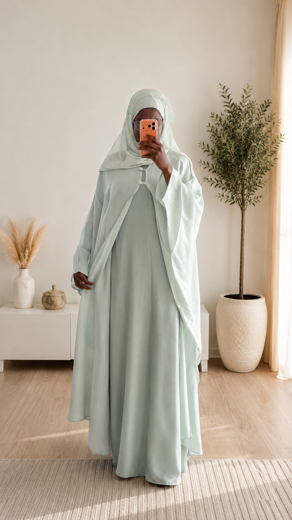 Abaya Zaïneb beige - Ensemble 3 pièces