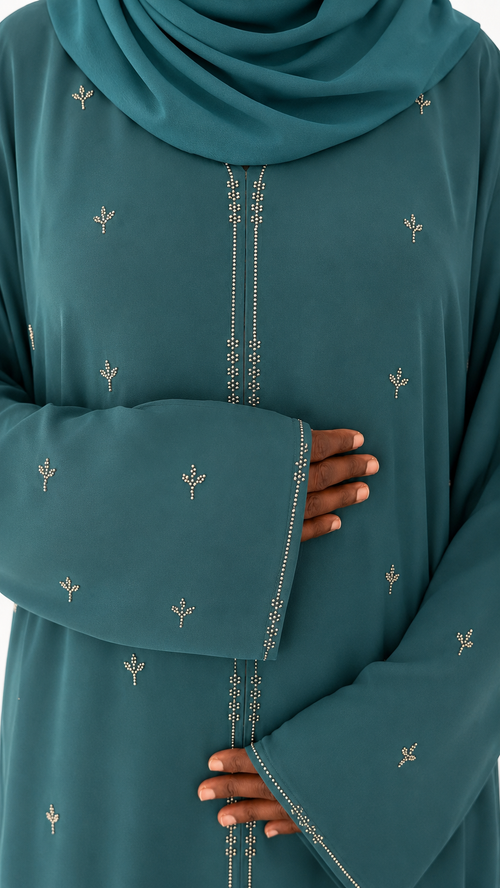 Abaya Hawa vert sapin - Nidha Premium