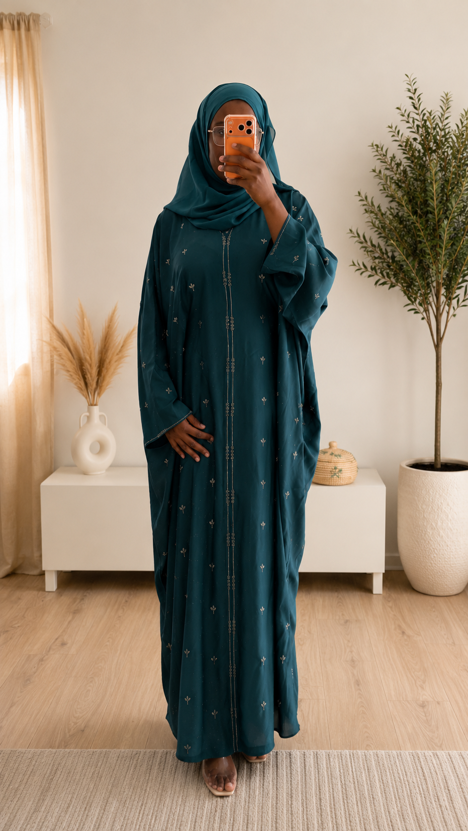 Abaya Hawa marron - Nidha Premium